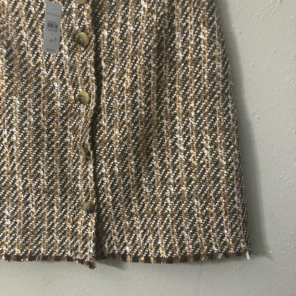 Ann Taylor Brown and Cream Tweed Pencil Skirt - Picture 6 of 8